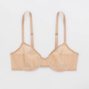 Aerie SMOOTHEZ Beige Mesh Unlined Underwire Balconette Bra